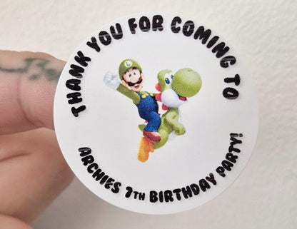 Luigi Birthday Party Stickers: Glossy Party Favor Labels (Set of 24)