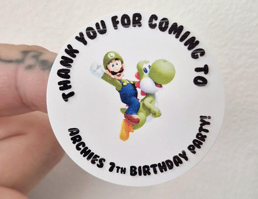 Luigi Birthday Party Stickers: Glossy Party Favor Labels (Set of 24)