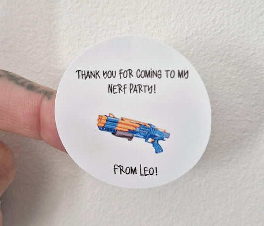 Nerf Party Stickers: Glossy Themed Favors (24 per sheet)
