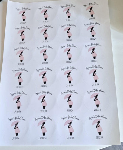 Baby shower personalised stickers
