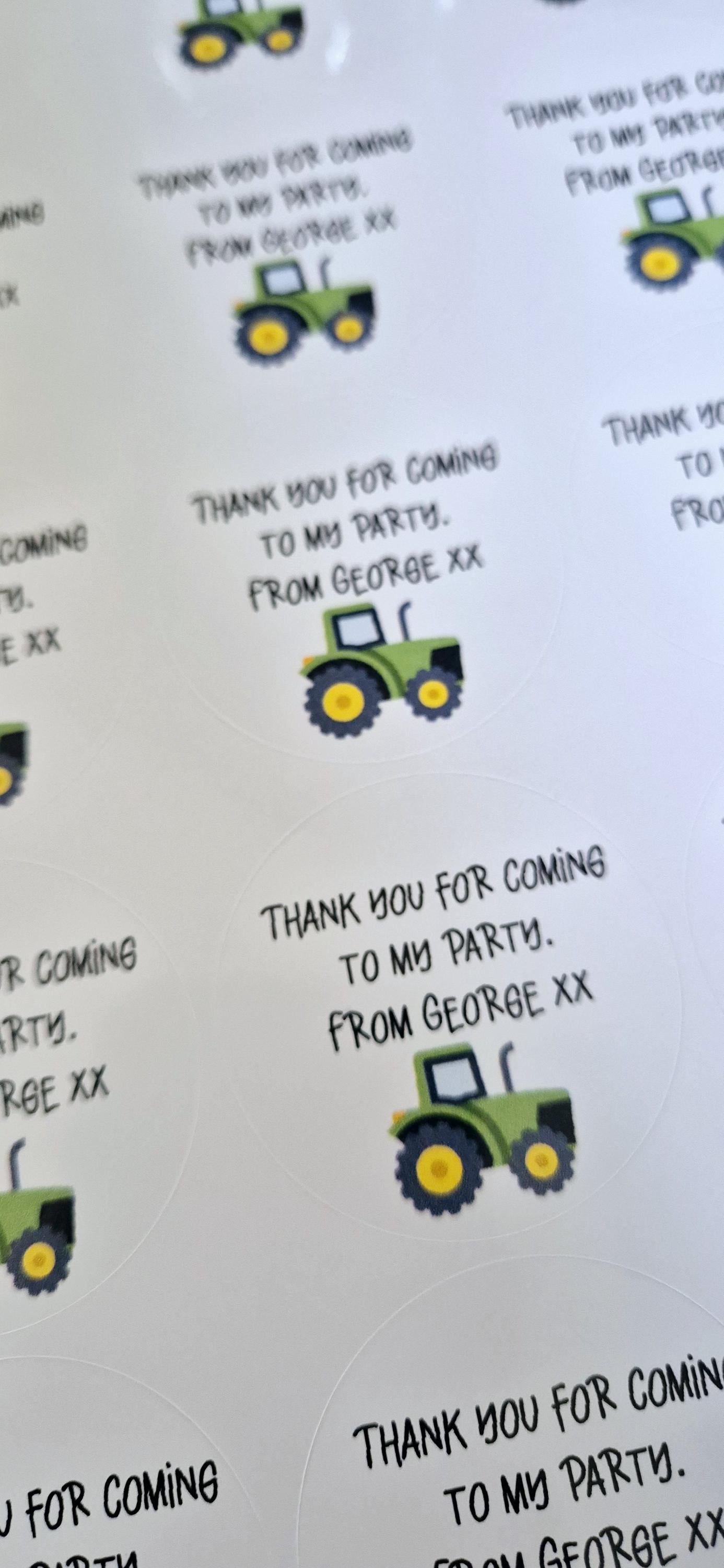 Tractor Party Stickers: Glossy Favor Stickers, 45mm, 24/Sheet