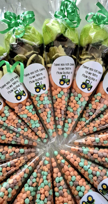 Tractor Sweet Cones: Farm Birthday Party Favors