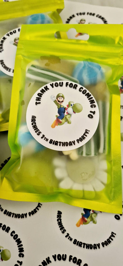 Luigi Birthday Party Favor Sweet Bags: Personalized Stickers
