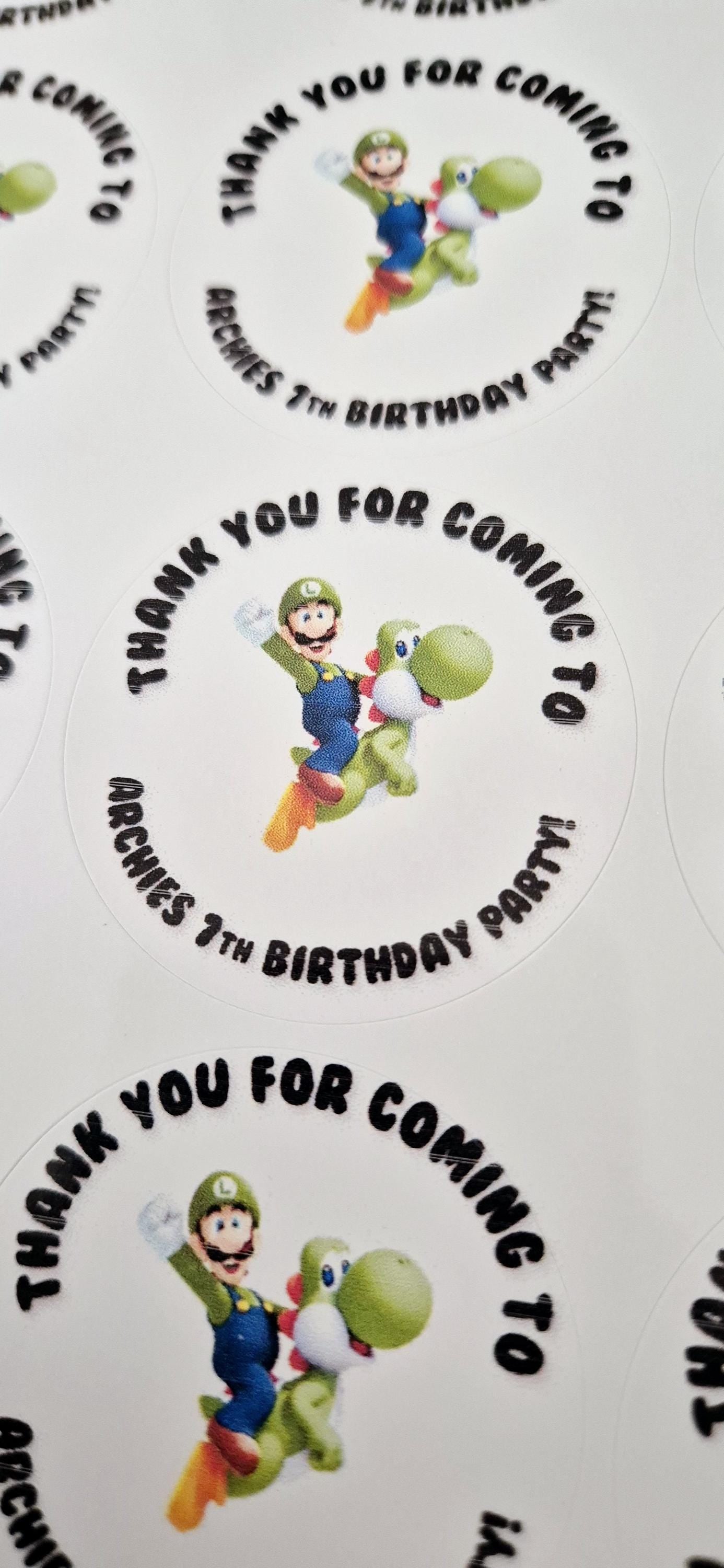 Luigi Birthday Party Stickers: Glossy Party Favor Labels (Set of 24)