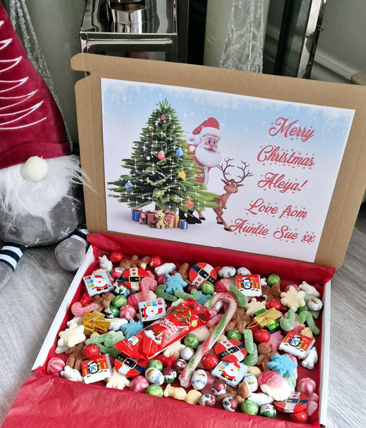 Christmas Pick n Mix box - festive sweet box- prefilled sweet box- personalised sweet box- Christmas gift