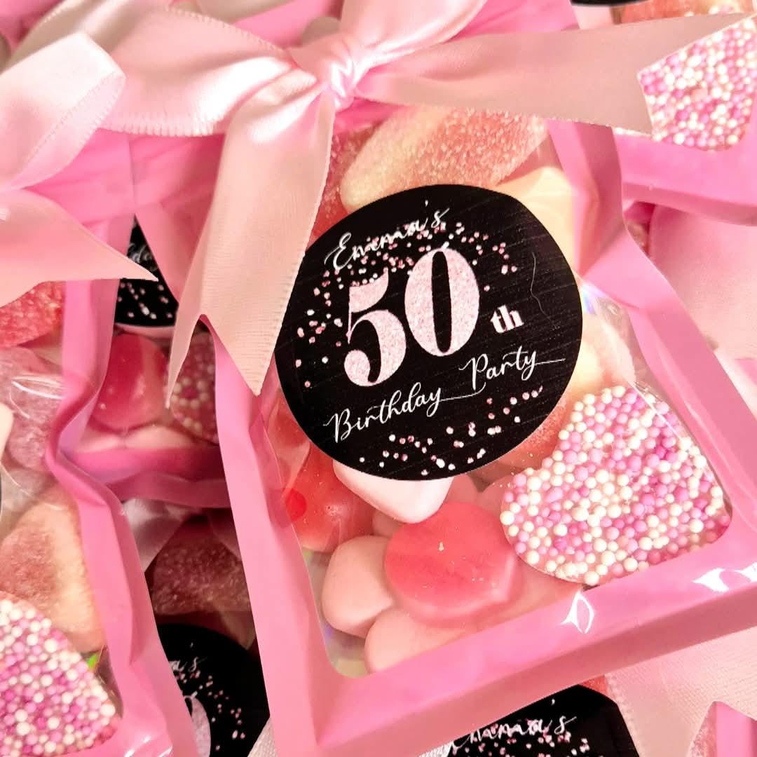 50th Birthday Sweet Pouches: Personalized Party Favors