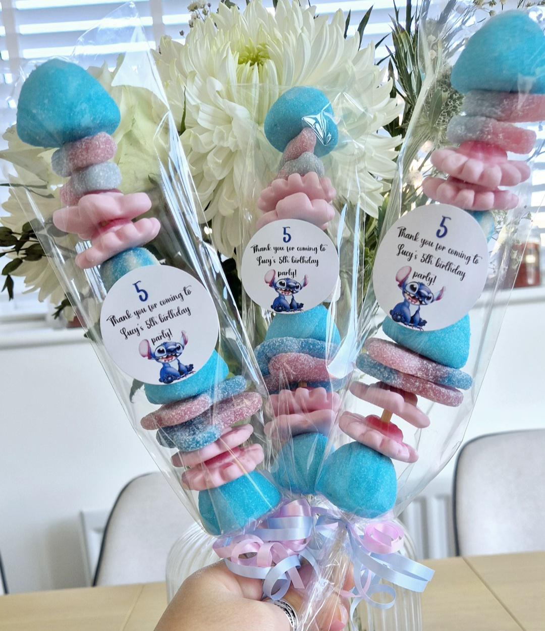 Stitch-inspired sweet kebabs- sweet kebabs- party favours