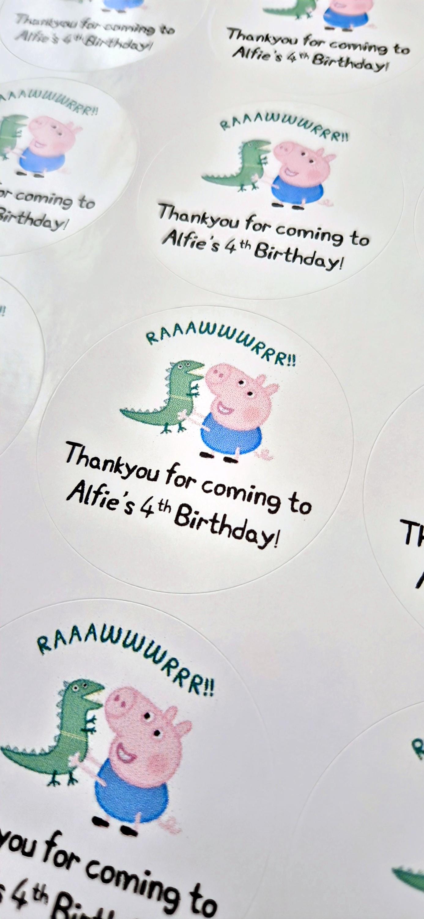 Pig Birthday Party Stickers: Glossy Favor Labels (24 per sheet)