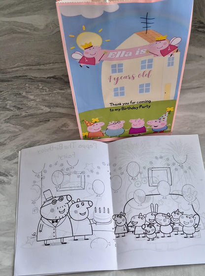 PIG party bundle- party bag - PIG personalised colouring book- PIG party invites