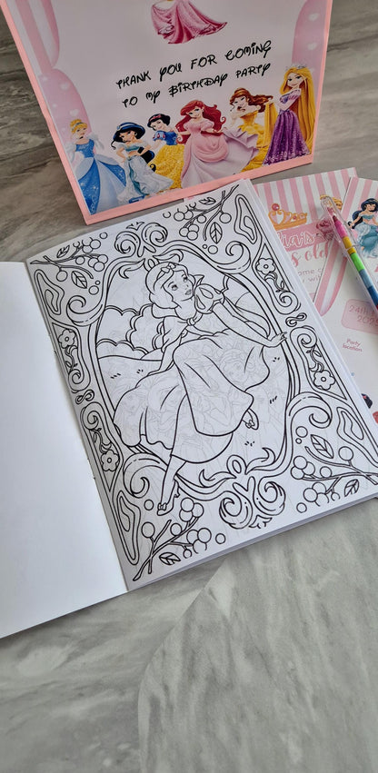 Personalized Princess Party Bundle: Bag, Coloring Book & Invites