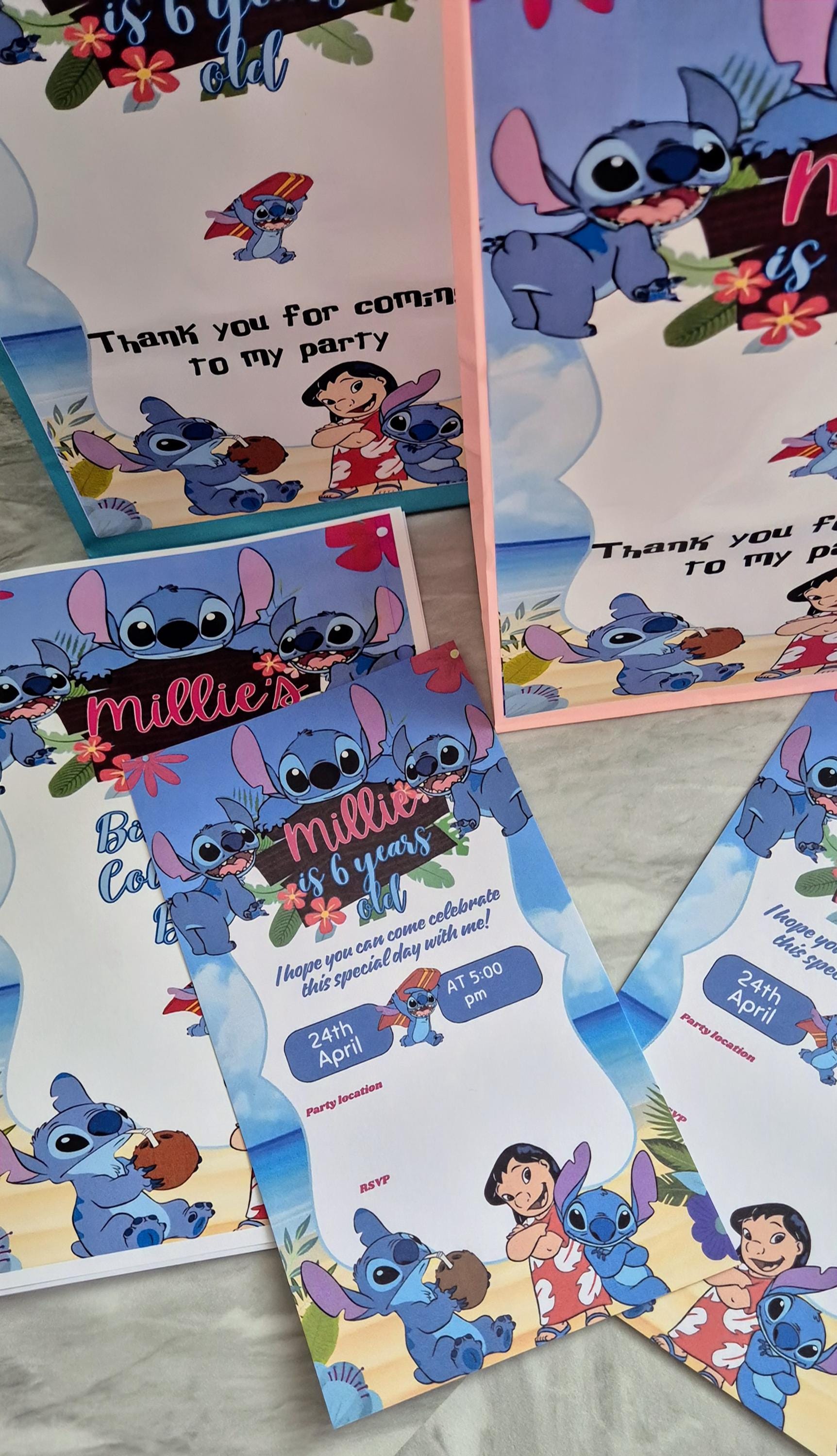 Personalized Stitch Party Bundle: Bag, Coloring Book, Invites