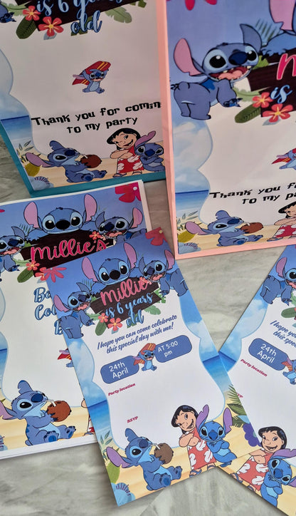 Personalized Stitch Party Bundle: Bag, Coloring Book, Invites