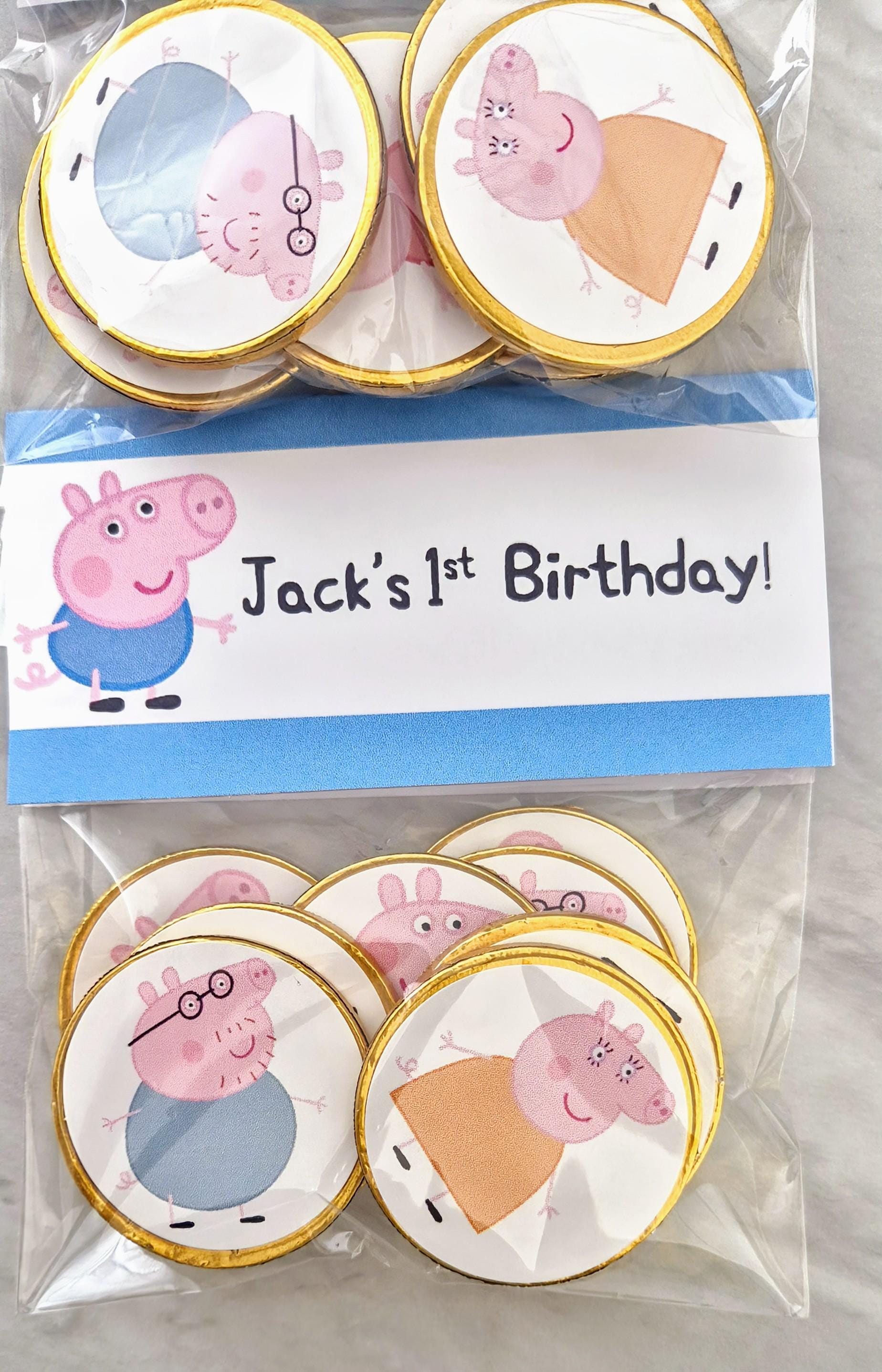 PIG inspired party favours - PIG inspired chocolate coin bags - Party favours
