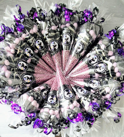 Wednesday Inspired Sweet Cones: Purple & Black Party Favors