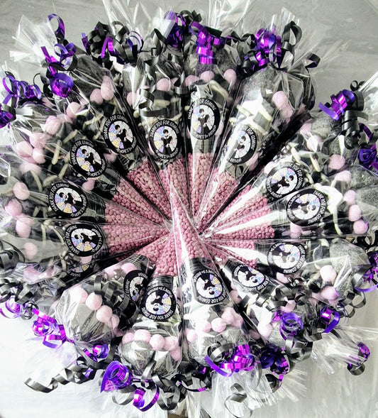 Wednesday Inspired Sweet Cones: Purple & Black Party Favors