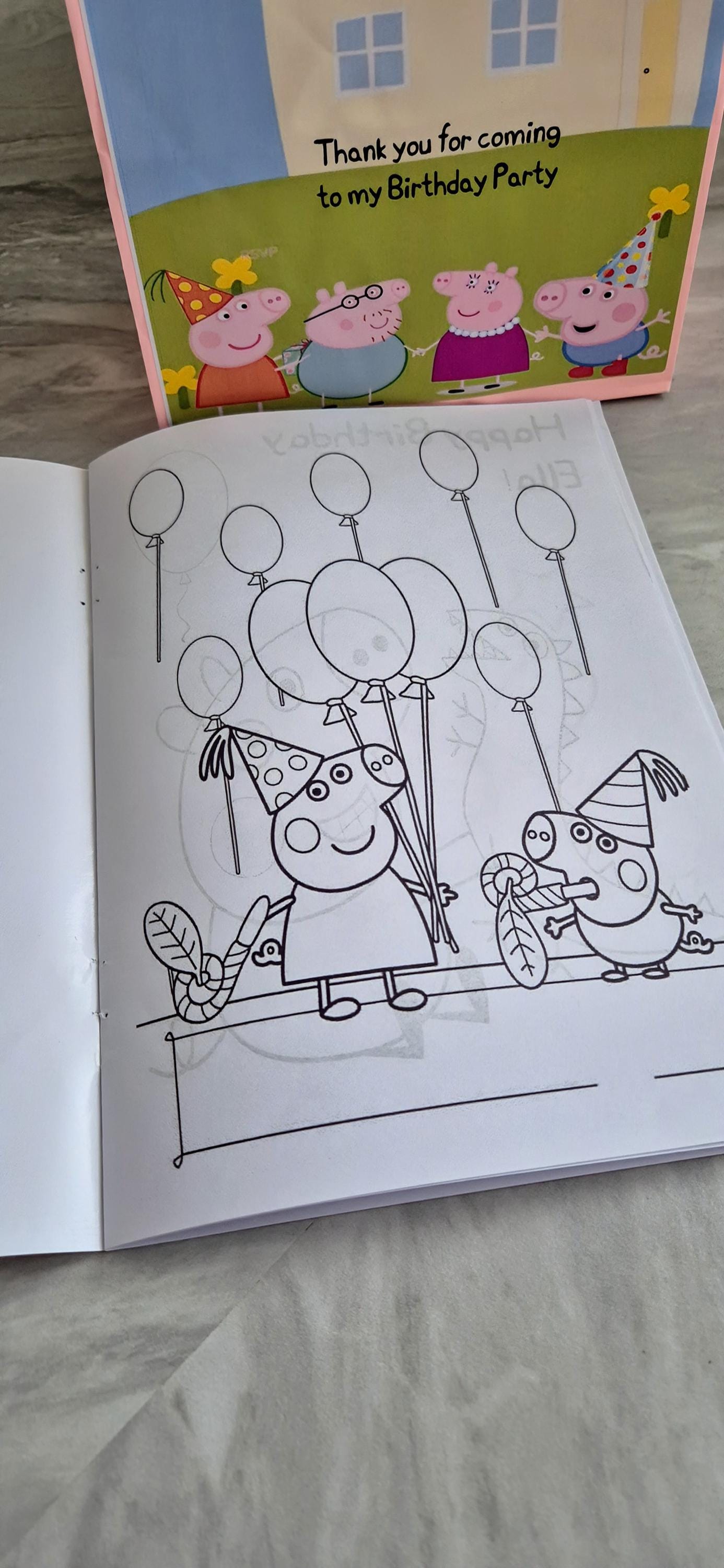 PIG party bundle- party bag - PIG personalised colouring book- PIG party invites