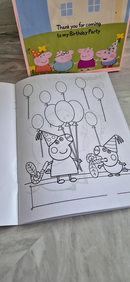 PIG party bundle- party bag - PIG personalised colouring book- PIG party invites