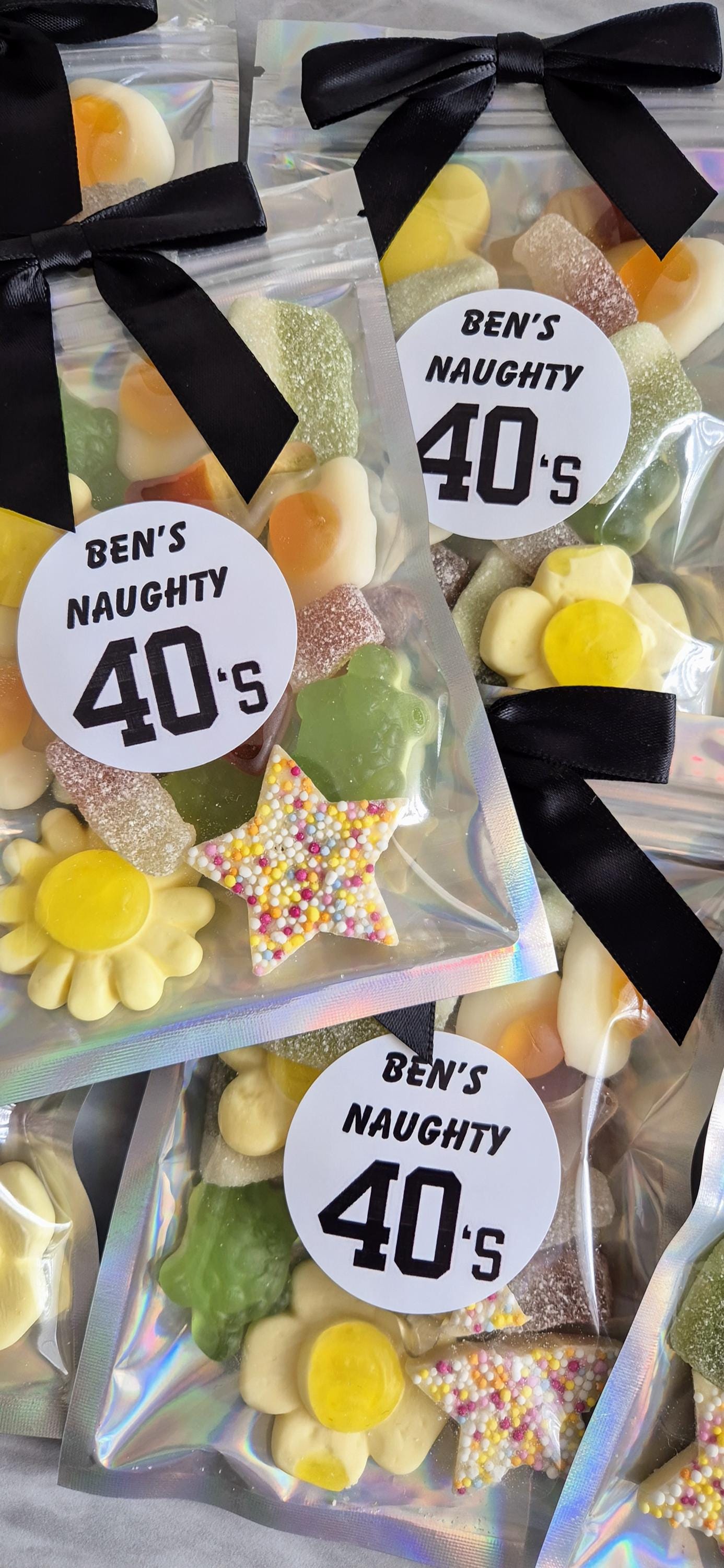 40th birthday sweet pouches - Party favours