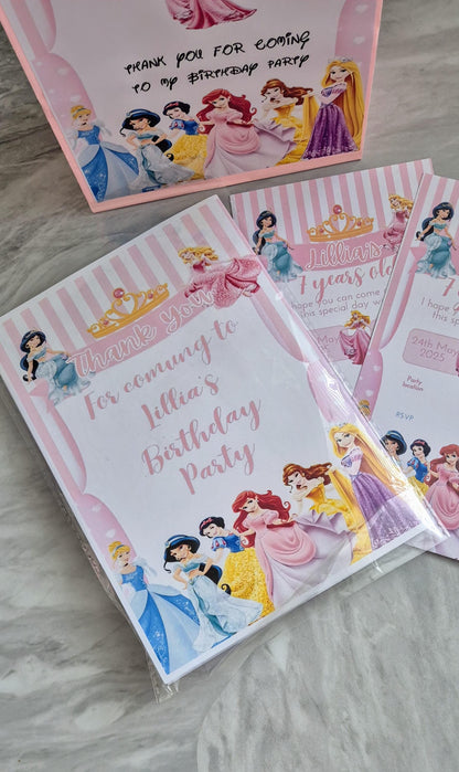 Personalized Princess Party Bundle: Bag, Coloring Book & Invites