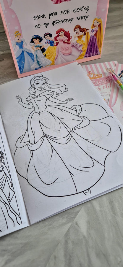 Personalized Princess Party Bundle: Bag, Coloring Book & Invites