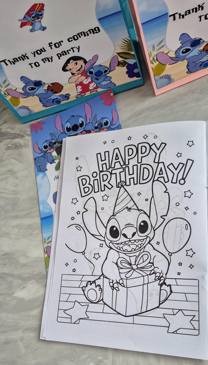 Personalized Stitch Party Bundle: Bag, Coloring Book, Invites