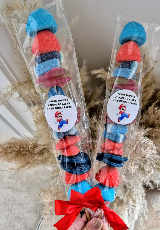 Mario-Inspired Sweet Kebabs: Party Favors