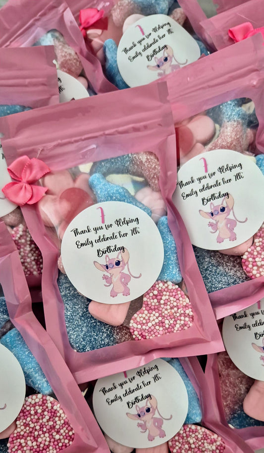 Stitch Inspired Party Favor Pouches: Personalized Birthday Treat Bags