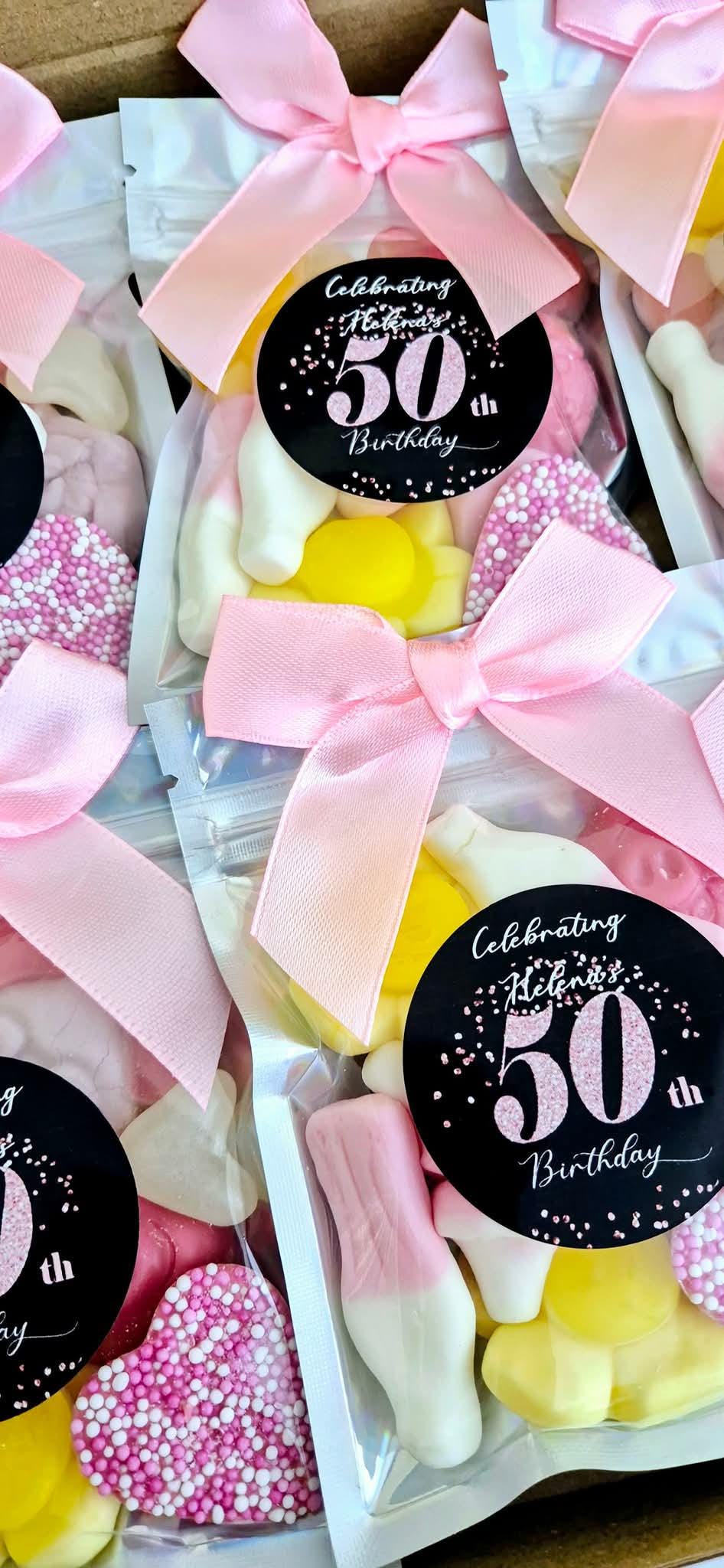 50th Birthday Sweet Pouches: Personalized Party Favors