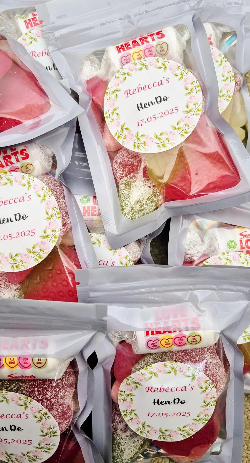 Personalized Hen Do Sweet Favours: Pink Candy Goodie Bag