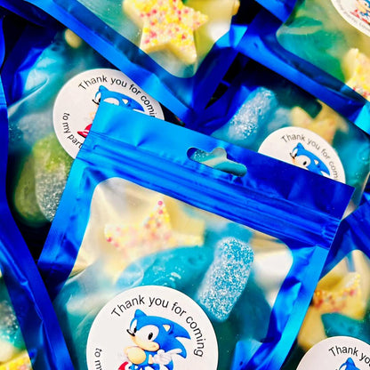 Sonic Party Favors: Personalized Blue Sweet Pouches