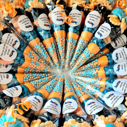 Nerf Birthday Party Cones: Personalized Sweet Favors