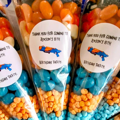 Nerf Birthday Party Cones: Personalized Sweet Favors