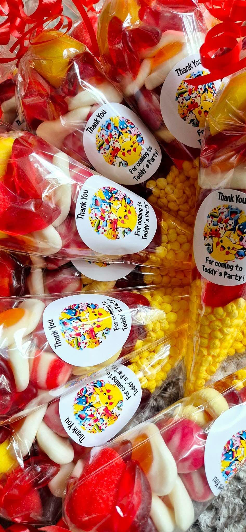 Pokeman inspired sweets - party cones - Birthday party cones - pokeman Birthday cones- prefilled sweetcones