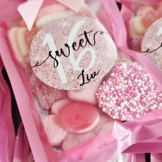 Party Favours | Birthdays | Girls Birthday Party | Sweet sixteen | prefilled sweet bags| personalised sweets