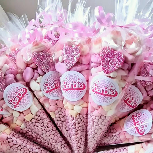 Lets go party inspired sweet cones- Party favours - Birthday - Party cones- Pink Theme- Barbie cones
