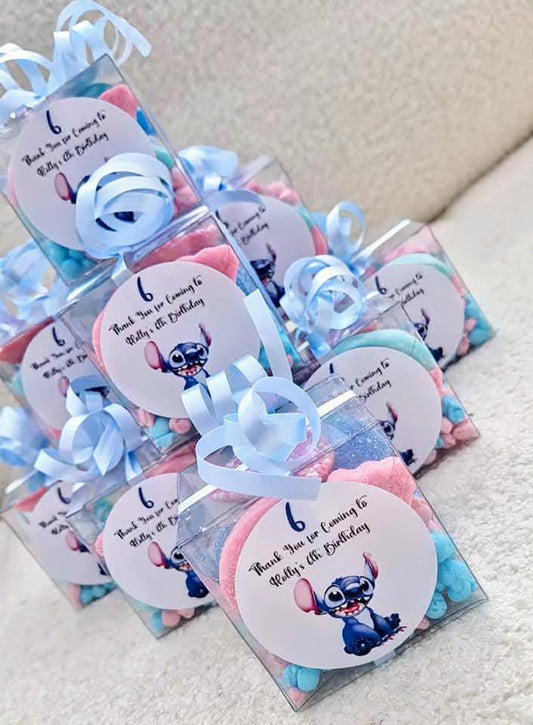 Sweet cubes - Stitch-inspired sweet boxes - Personalised filled sweet cubes - Birthday party favours