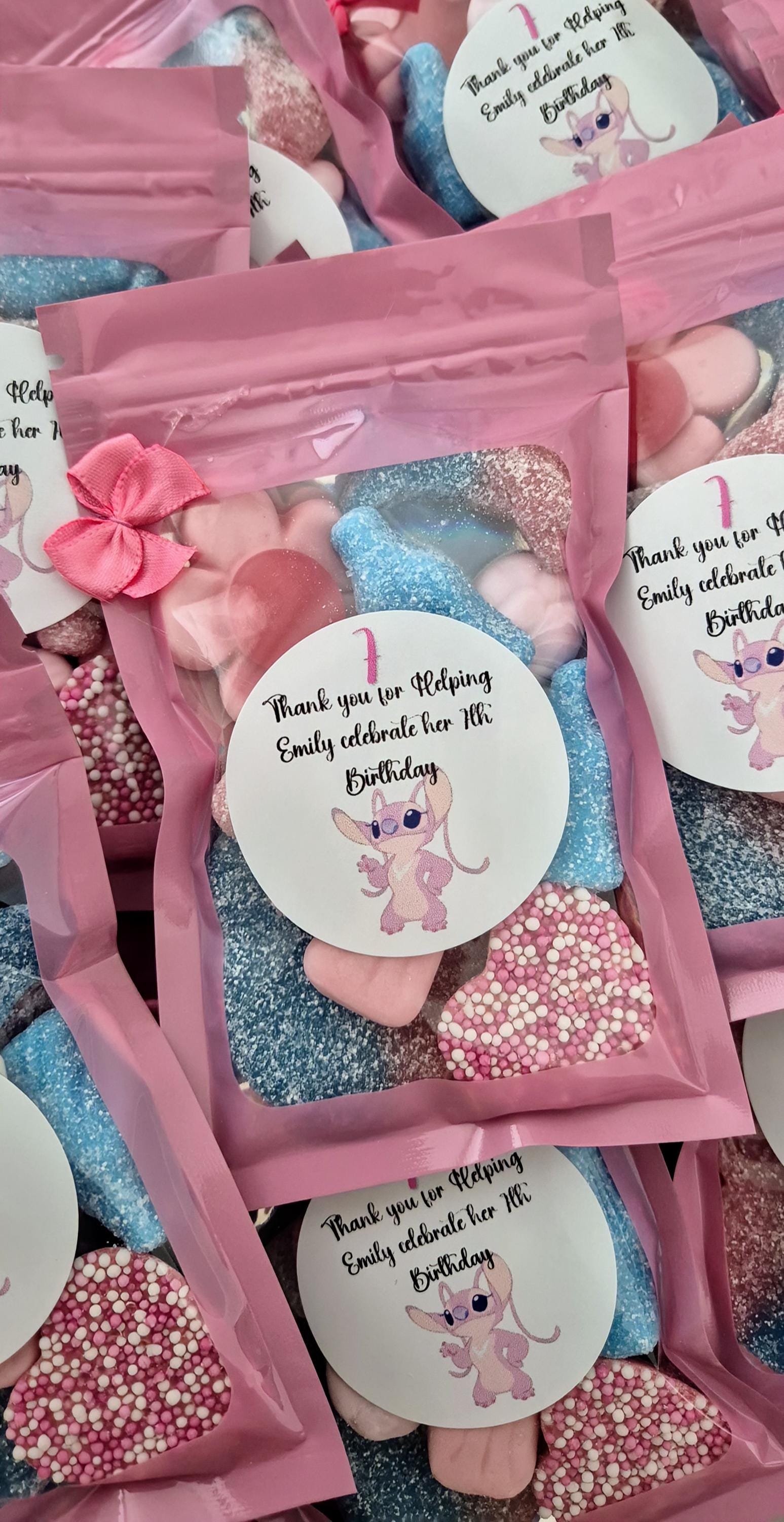 Stitch Inspired Party Favor Pouches: Personalized Birthday Treat Bags