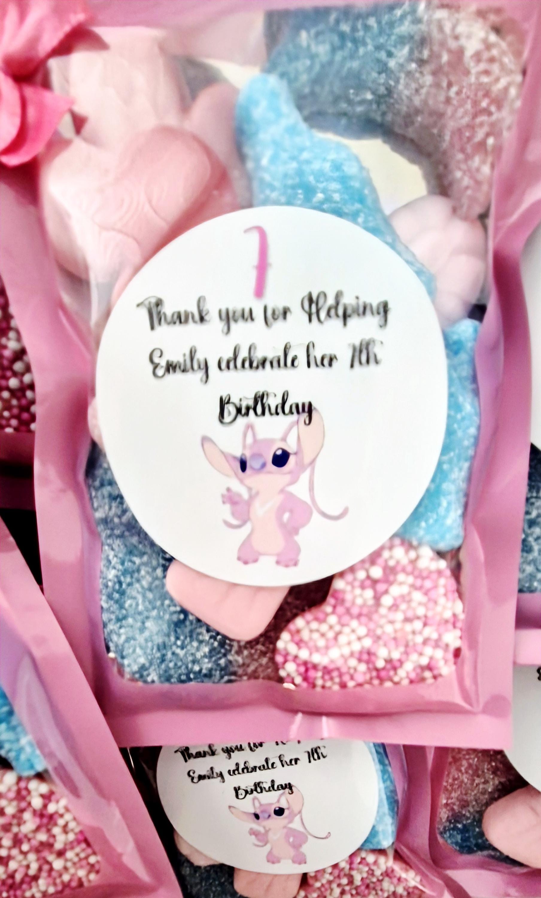 Stitch Inspired Party Favor Pouches: Personalized Birthday Treat Bags