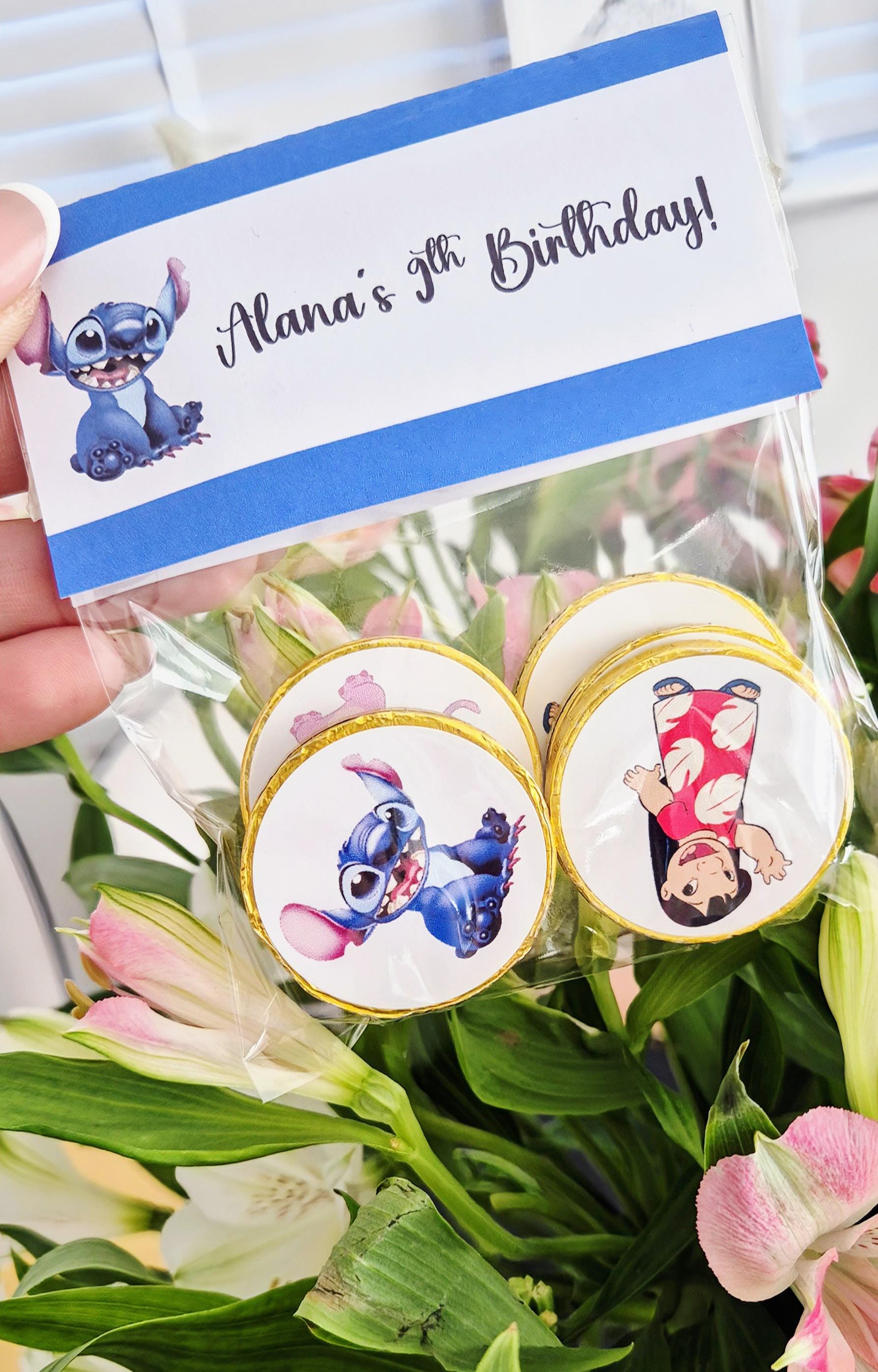 Stitch- inspired party favours - Stitch- inspired chocolate coin bags - Party favours