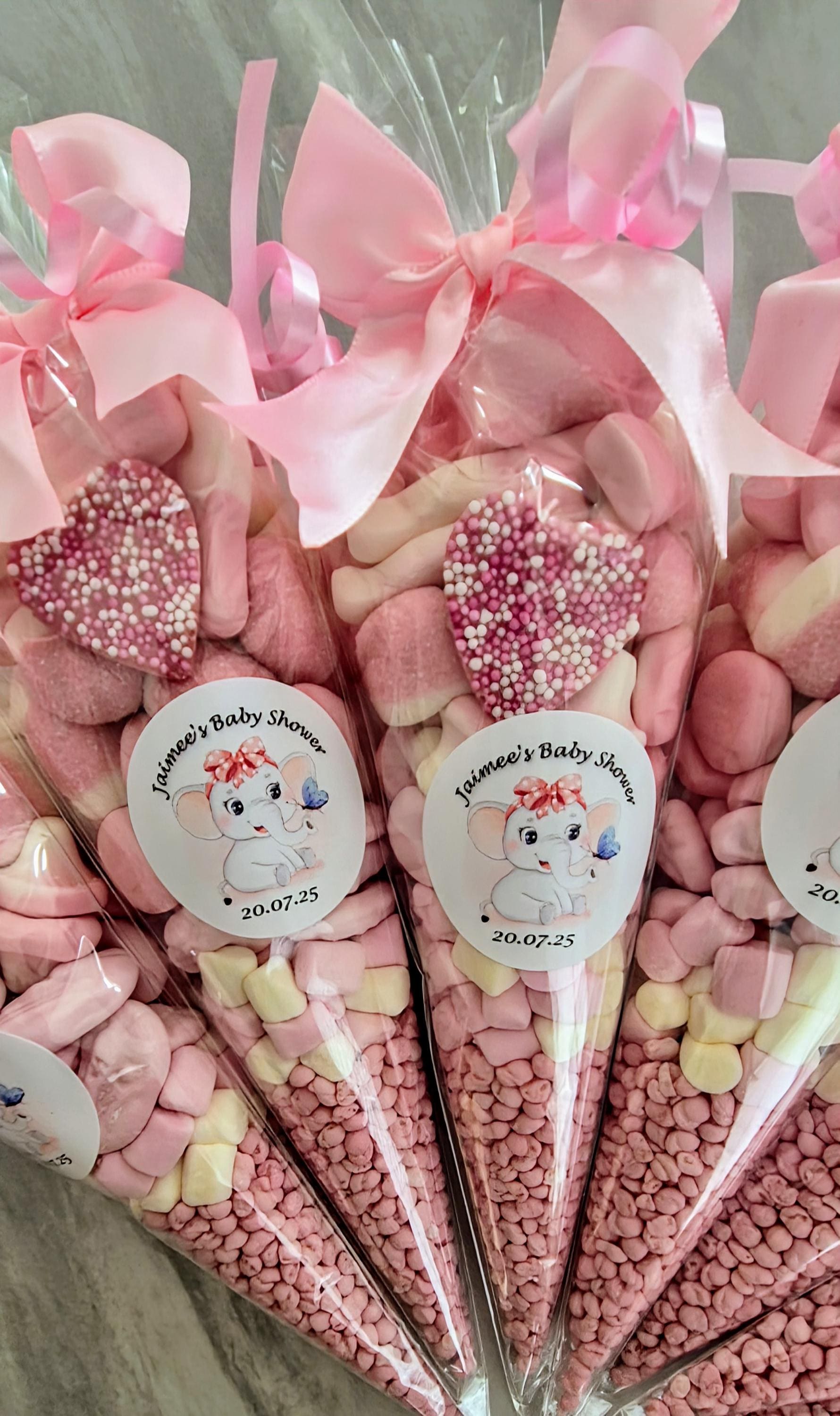 Pink Candy Cones: Baby Shower Party Favors