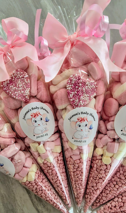 Pink Candy Cones: Baby Shower Party Favors