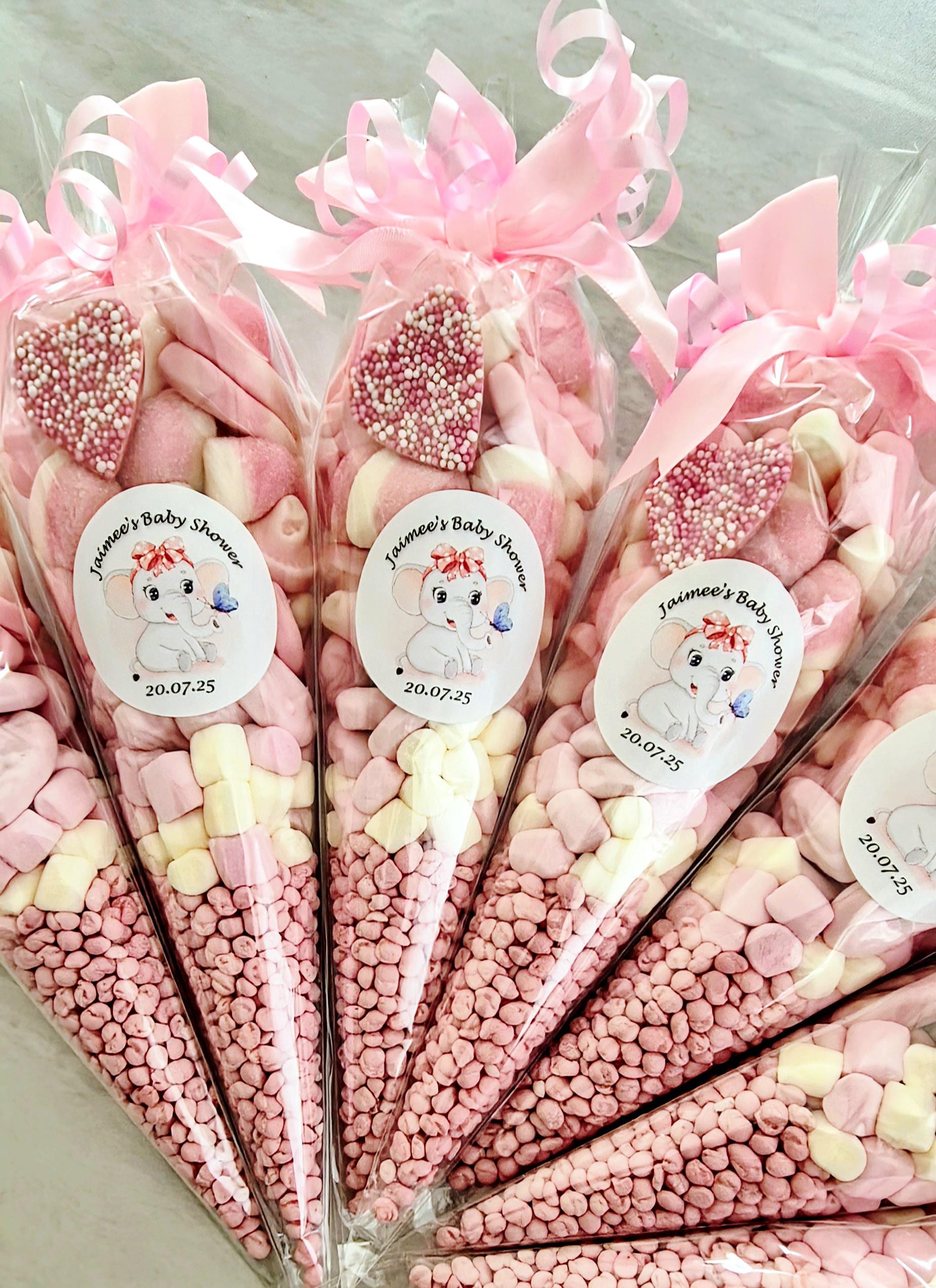 Pink Candy Cones: Baby Shower Party Favors