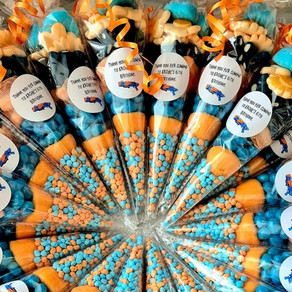 Nerf Birthday Party Cones: Personalized Sweet Favors