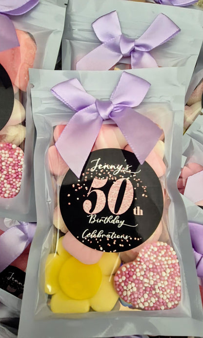 50th birthday sweet pouches - Party favours