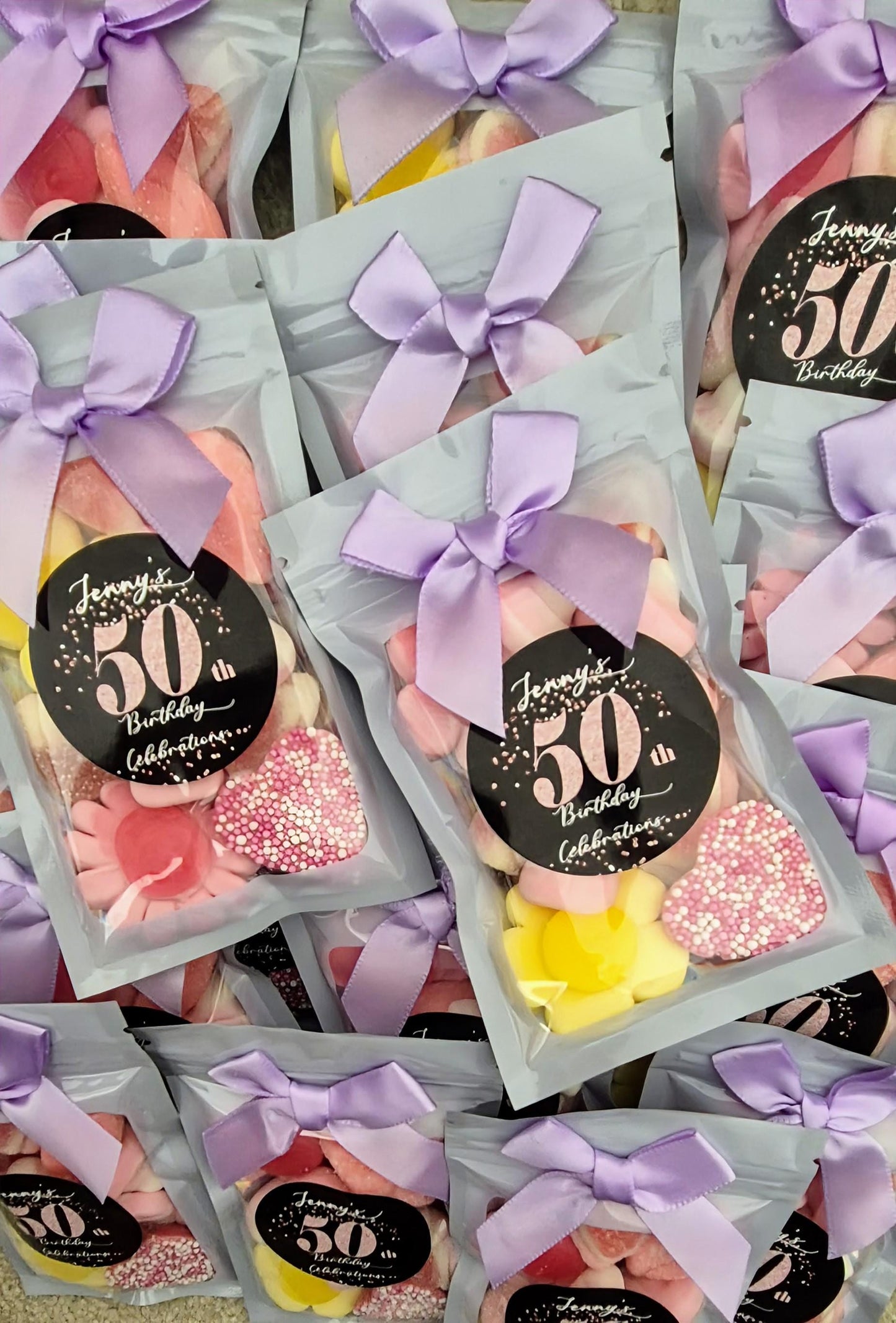 50th birthday sweet pouches - Party favours