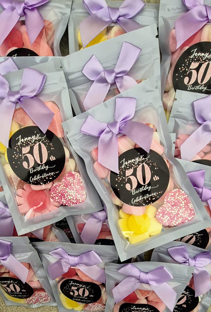 50th Birthday Sweet Pouches: Personalized Party Favors