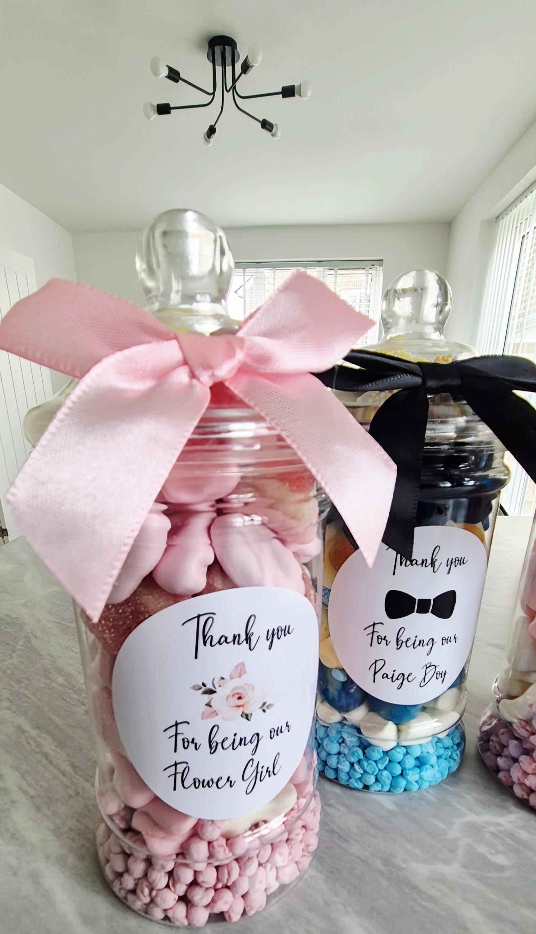Flower girl gift - Flower sweet jar - Flower Jar- Sweetie Jar - Wedding Favours