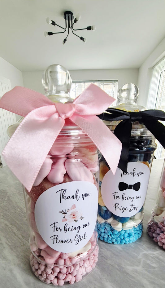 Flower girl gift - Flower sweet jar - Flower Jar- Sweetie Jar - Wedding Favours