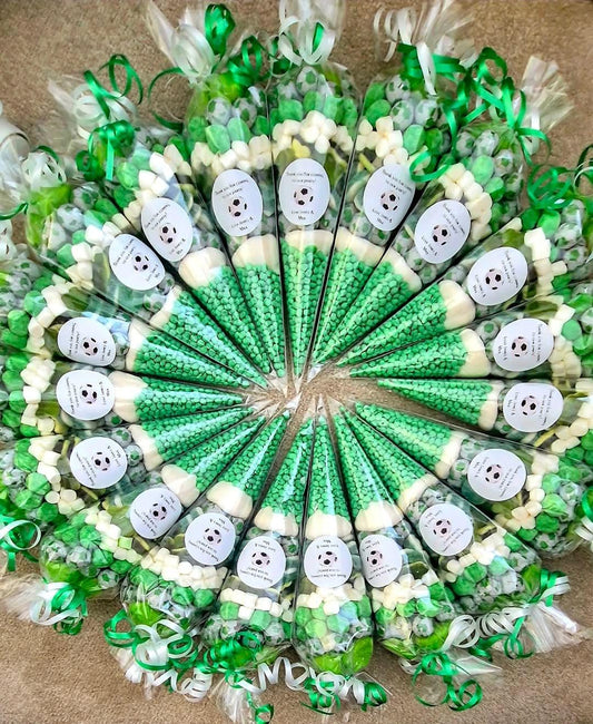 Football sweet cones- Party cones - football inspired sweet cones- football favours