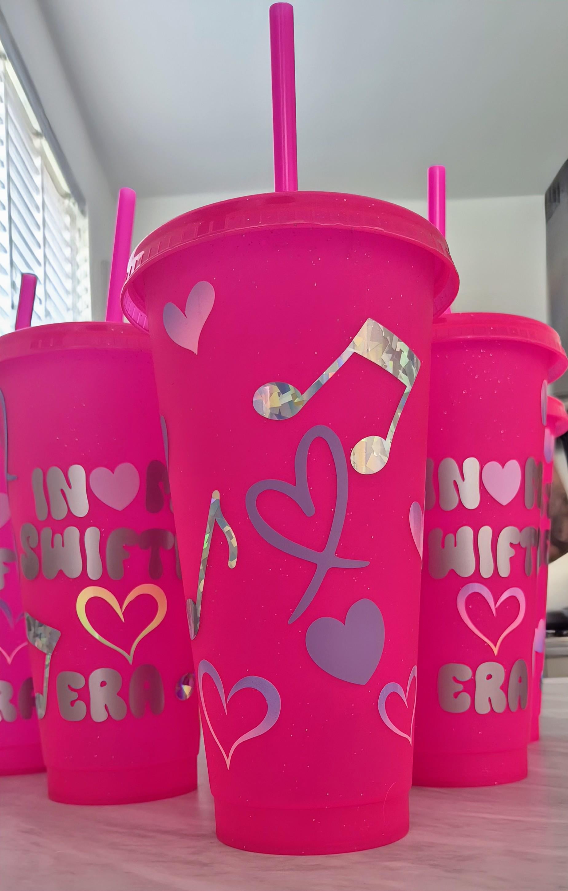 Pink glitter Swiftie cup- Swiftie cups - Reusable cup